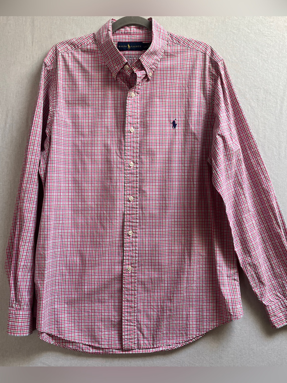 Ralph Lauren 100 Cotton Mini Check Button Down Shirt Men L